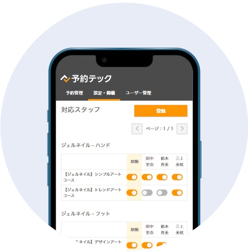 スタッフスキルの設定